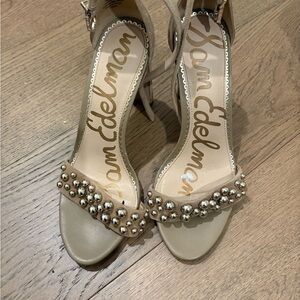 Sam Edelman Beige Heels with Silver Studs